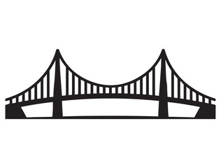 Obraz premium Bridge vector icon. Perfect for architecture, construction, or landscape illustrations. Vector black silhouette. with white background