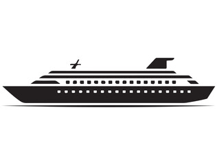 very simple flat and single minimalist Cruiseliner. Vector black silhouette. with white background