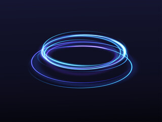 Neon Spiral PNG – A dynamic swirl of fast-moving light lines, glowing waves on a black background. Rotating swirling lines in the shape of a drill, neon glowing stripes.