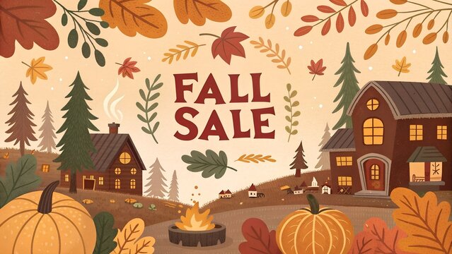 sale promotion poster with fall theme for holiday