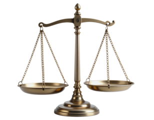 Symbolic Justice Scale with Balanced Pans, isolated on transparent background
