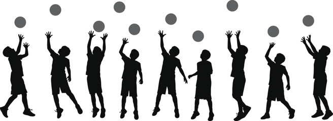 Children Playing, Silhouettes Tossing Balls, Active Kids, Sports Movement, Fun Activity, Dynamic Poses, Outdoor Play, Children Sports, Athletic Concept