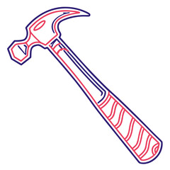 Illustration of a hammer with a wooden handle isolated on white background