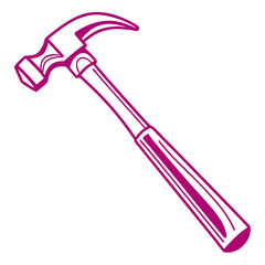 Illustration of a magenta hammer isolated on white background for carpentry work