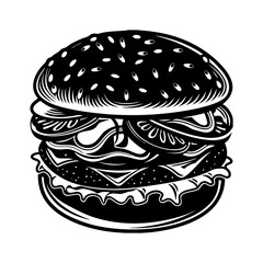 vector silhouette of a hamburger on white background