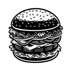 vector silhouette of a hamburger on white background