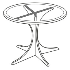 Round wooden side table with pedestal base isolated on white background