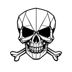 Vector human skull with crossbones on a black background, a symbol of death and danger, perfect for a pirate tattoo or Halloween design