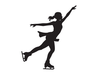 Figure Skating Twirl. Vector black silhouette. with white background