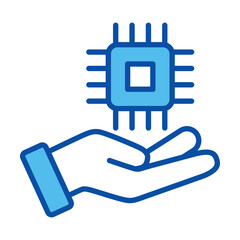 Futuristic Icons In Blue Style, Vector Illustration