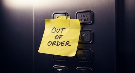 Out of Order Sign on Elevator Button Panel