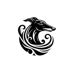 Elegant Stylized Greyhound Dog Head Illustration.