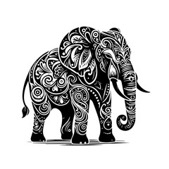Fototapeta premium Intricate Decorative Elephant Art Illustration.