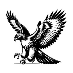 Majestic Eagle with Spread Wings Vector Illustration.