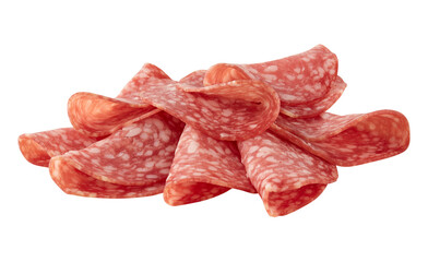 Smoked Salami cut out isolated transparent background