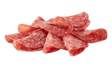 Smoked Salami cut out isolated transparent background