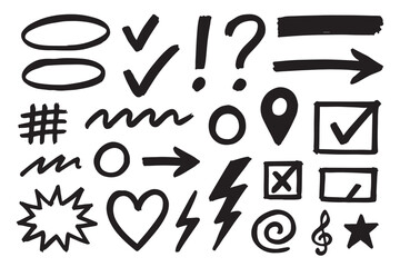 Bold freehand marker ink textures and elements