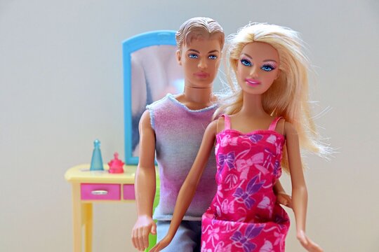Salvador, Bahia, Brazil - August 14, 2025: Barbie and Ken ready to go out. Concept of relationship, dolls. Barbie's house. 