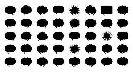 Diverse speech bubbles set for communication and design, perfect for social media interaction and message icons