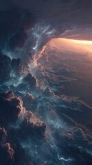 A beautiful blue sky with a storm in the distance