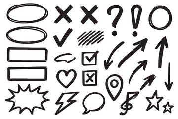 Artistic marker sketch sheet with oval shapes and cross elements
