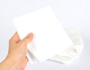 Obraz premium Hand holding a stack of white tissues