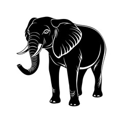 vector silhouette of an elephant with its trunk