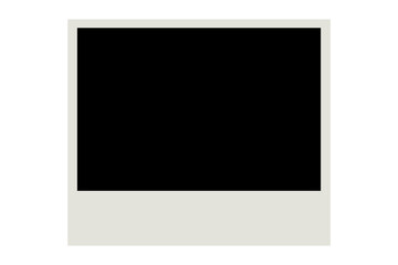 Blank vintage polaroid photo frame with white border and empty black space for photography, scrapbook, and design projects