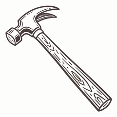 Classic claw hammer with wooden handle detailed illustration for diy and construction projects