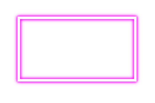 Glowing pink neon rectangular frame isolated on white background for labels, posters, and graphic design projects
