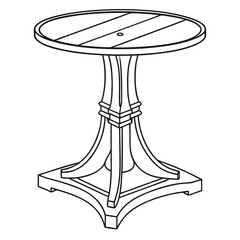 Elegant round pedestal table with slatted top and ornate base