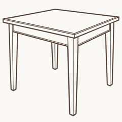 Simple line drawing of a square wooden table with four tapered legs