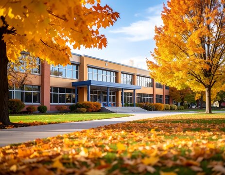 Autumnal school building