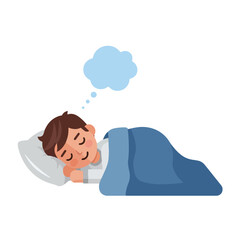 Illustration of a boy sleeping soundly. Character vector design. A sleeping boy. Simple design on a white background. Design 2