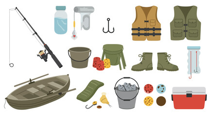Comprehensive Set of Fishing Equipment and Gear