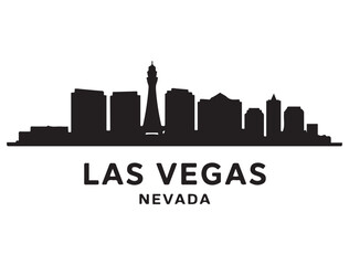 Naklejka premium LAS VEGAS City NEVADA Skyline Silhouette Cityscape. Vector black silhouette. with white background