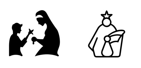 Nativity Scene Silhouette Icon for Christmas and Holiday Celebrations