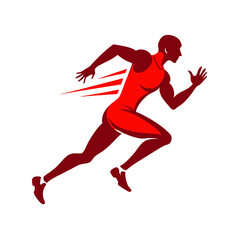vector sprint silhouette illustration of a runner