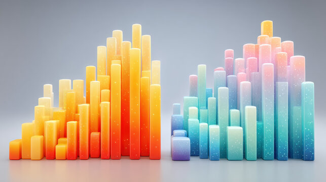 A comparison of two 3D bar graphs with different heights