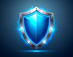 Bright blue shield, metallic frame