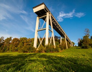 Elevated wooden conveyor system in park