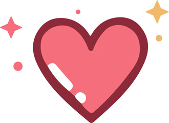 Heart shape illustration with colorful stars in a flat style  