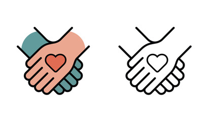 Symbolizing Unity Handshake with Heart an Emblem of Partnership Cooperation Compassion and Trust Illustration
