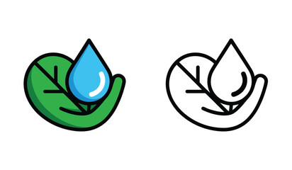 Stylized Depiction of Water Drop on Leaf Illustrating Environmental Awareness and Sustainable Practices for Conservation