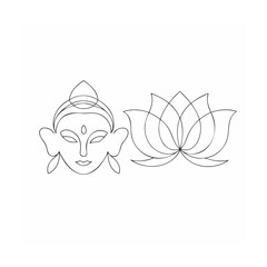 Drawing Of Krishna With Lotus Vector Illustration 
