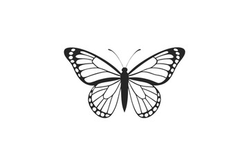 Obraz premium Elegant black and white monarch butterfly silhouette on a clean white background