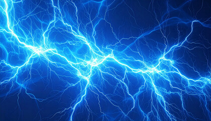 複雑に広がる電気のスパークと青い背景