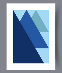 An Abstract Geometric Landscape Artwork Featuring Shades of Blue in a Contemporary Style
