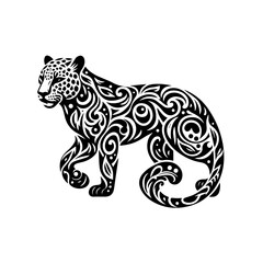 Ornamental Leopard Silhouette Vector Illustration.