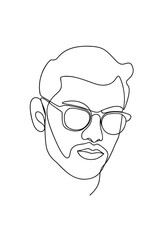 Single line drawing a man wearing glasses beard face male